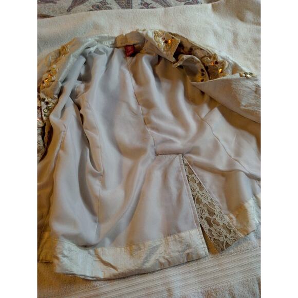 Sandy Starkman jacket silk poly lining M India 1980's shoulder pads, attractive - Picture 9 of 9